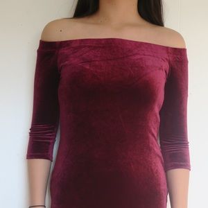 Burgundy velvet dress